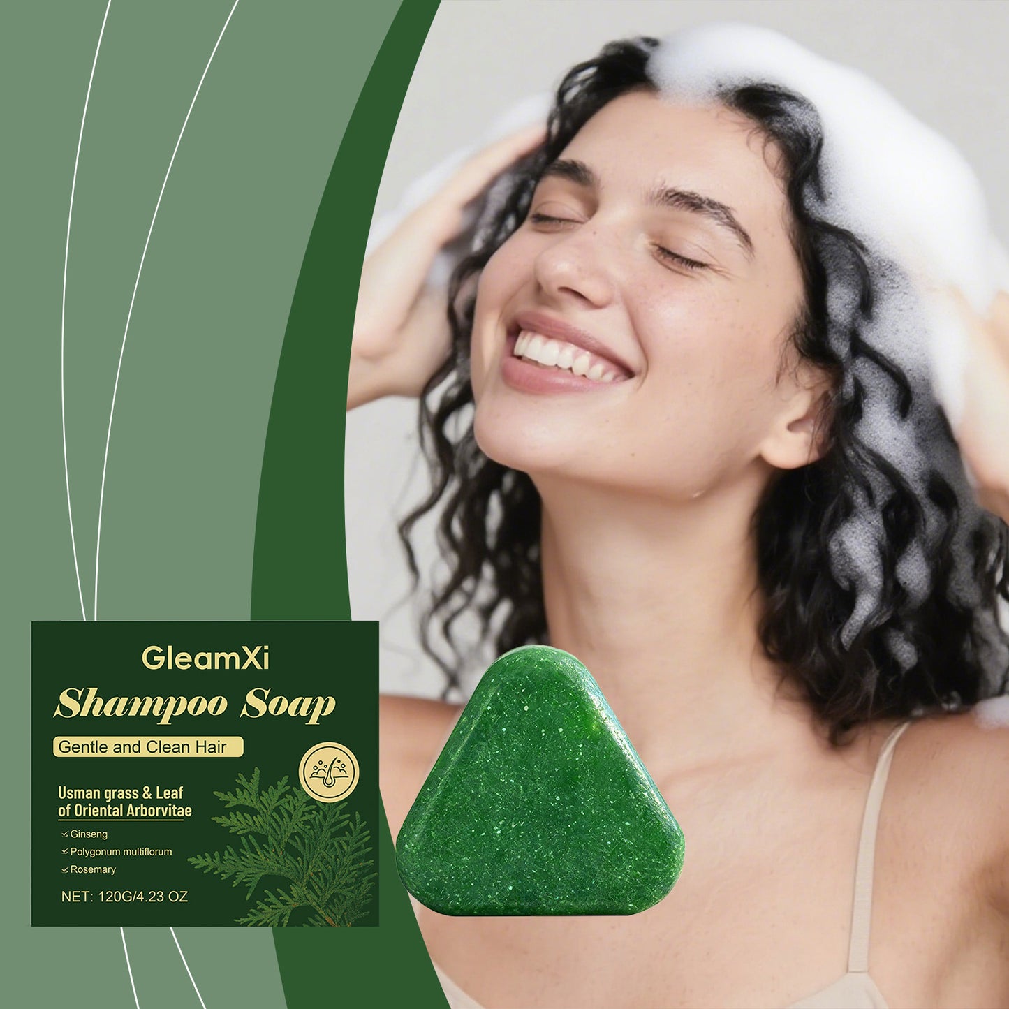 Usman Grass and Platycladus orientalis Leaf Shampoo Bar | Specifically designed for people with fine, limp and sparse hair-9SLL