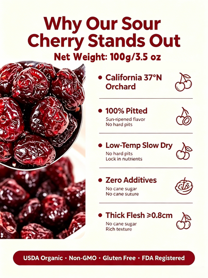 🍒Dried Sour Cherry Snacks, Natural Pitted Fruit Treats-Lily