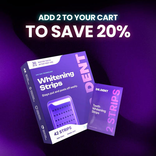 Tiras blanqueadoras moradas - 7 sesiones de blanqueamiento - Seguro para el esmalte - Blanqueamiento dental sin sensibilidad - Sin peróxido - KY 