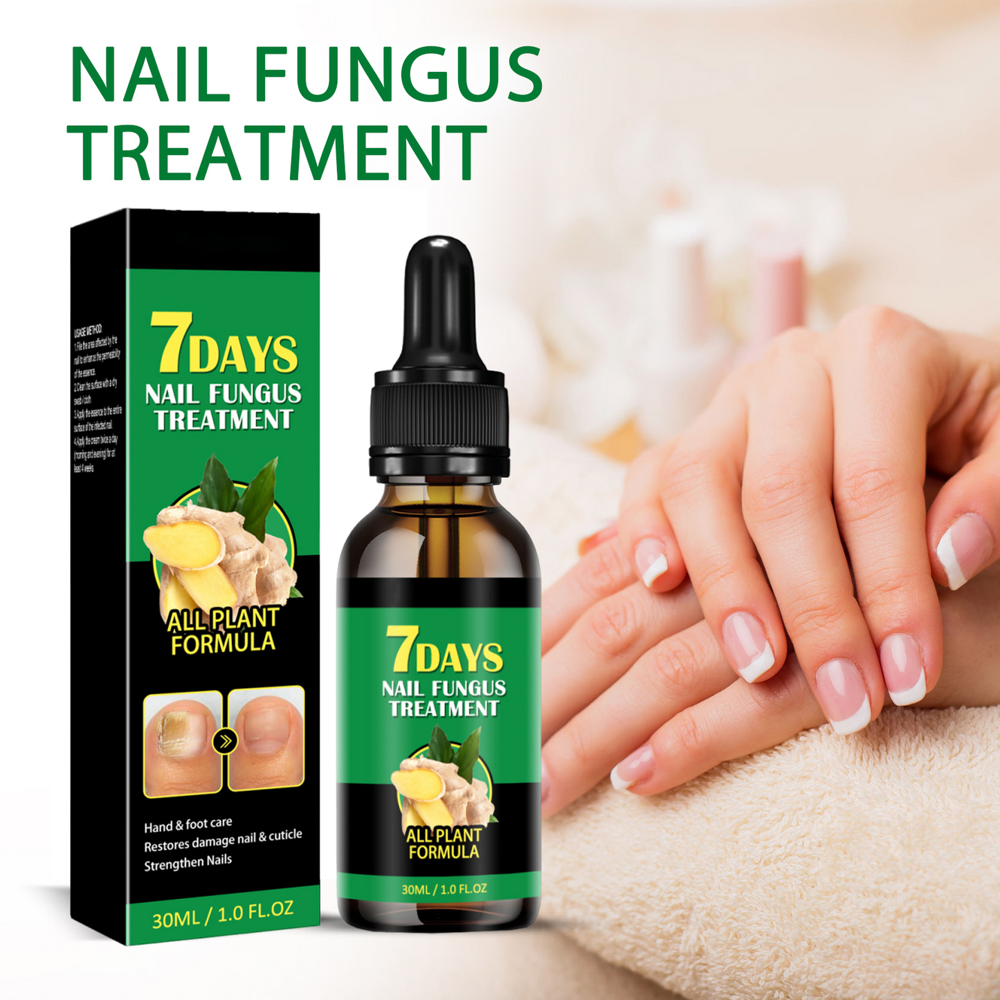 Ginger Nail Treatment |Repair Hand & Foot Nail Care Softens & Brightens Nails Moisturizing Solution-9Y88