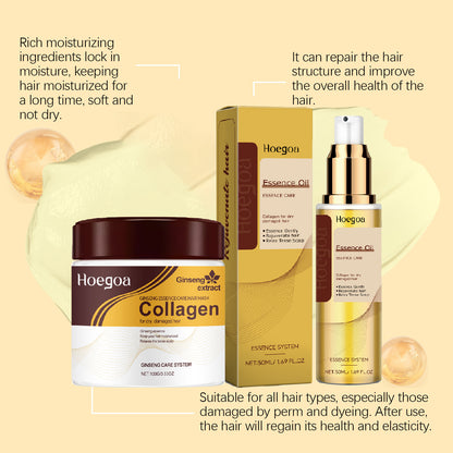 HOEGOA Plant Extract Hair Care Set (Hair Oil + Hair Mask) - Improves Hair Texture & Tames Frizz-A