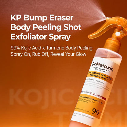 Peel Shot Keratin Care Kojic Acid Turmeric Spray 200ml Pore Clearing Exfoliating Formula Skin Repair Scrub-KY
